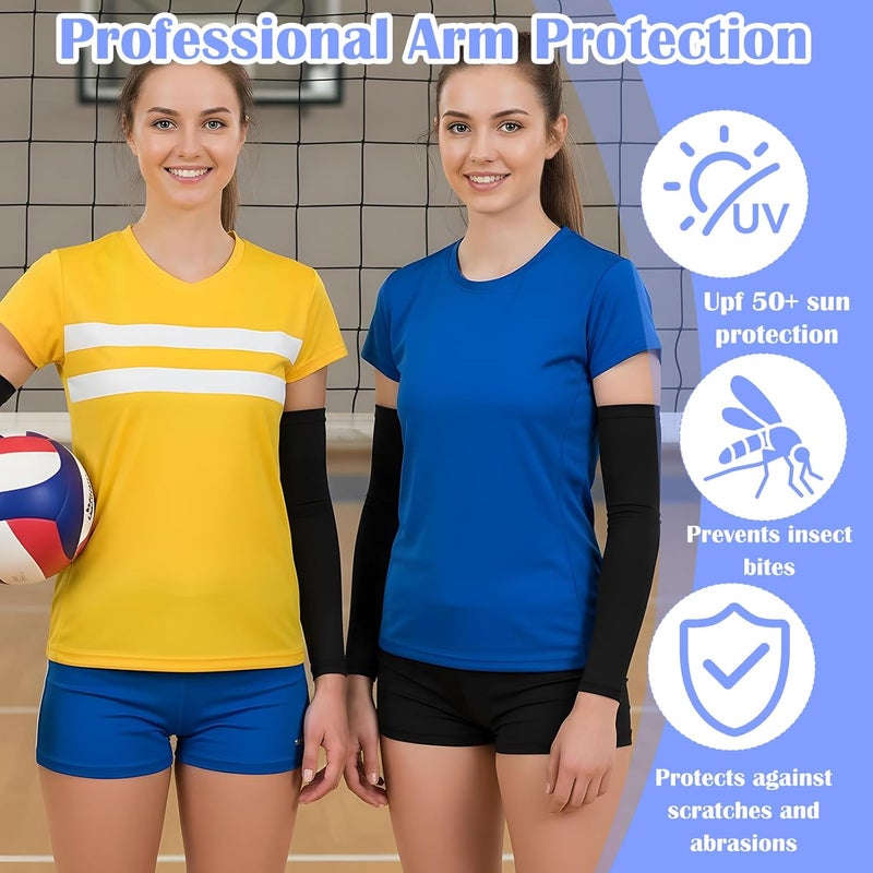 Telooco Volleyball Arm Sleeves Youth Girls Black Compression Sleeve Volleyball Arm Pads for Women Teen Girls Kids (M) - Image 4